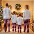 thumbnail image 4 of Nibbcoa Family Matching Christmas Pajamas Outfits Long Sleeve Elk Printed Tops + Elastic PlaidPantS, 4 of 9
