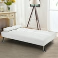 thumbnail image 3 of Costway Convertible Folding Futon Sofa Bed Leather w/Cup Holders&Armrests White, 3 of 11