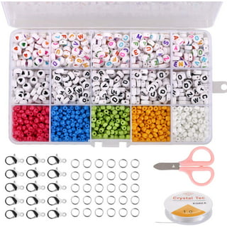 Incraftables 1200pcs Round Letter Beads for Jewelry Making (7mm). A-Z  Letters Black Alphabet for DIY Friendship Bracelets & Crafts. ABC Circle &  Heart Bead w/ Elastic String, Clasps & Organizer Box