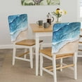 thumbnail image 5 of Abstract Waves Chair Back Covers Set of 1, Blue White Ocean Spray Seaside Watercolor Stretch Dining Chair Back Slipcovers Removable Seat Cover for Kitchen Restaurant Hotel Cafe, 5 of 9