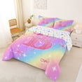 thumbnail image 2 of Manfei Lovely Initial B Queen Comforter Set,Pretty Bowtie Comforter Sets Queen,Pink,Colorful Stars Reversible,3 Pieces,1 Comforter and 2 Pillowcases, 2 of 7