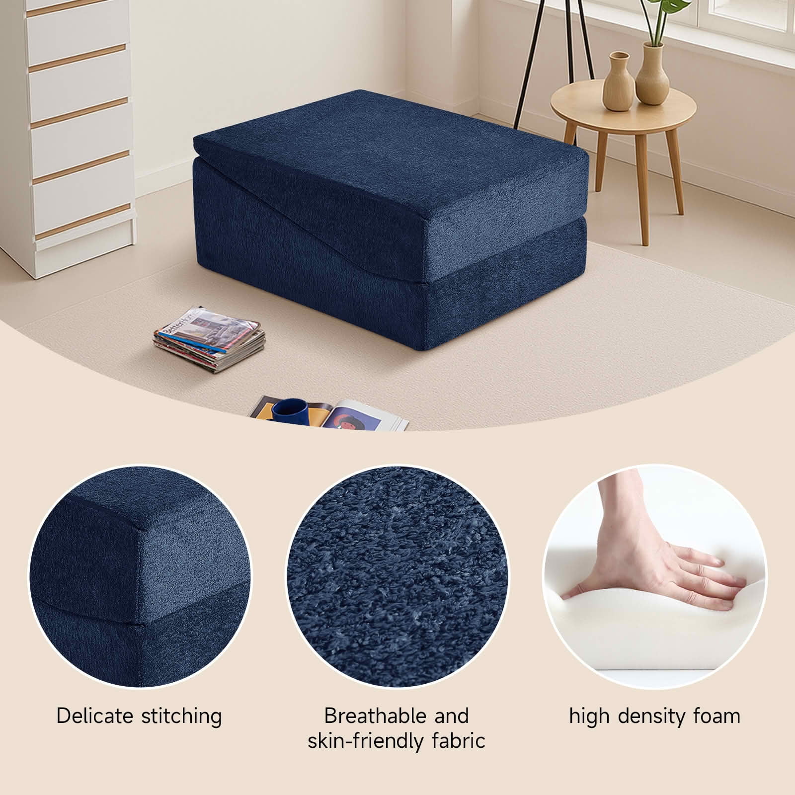 MAYEERTY High-Density Sponge Foldable Tatami Sofa Bed Multi-Use Lounge Chair No Assembly