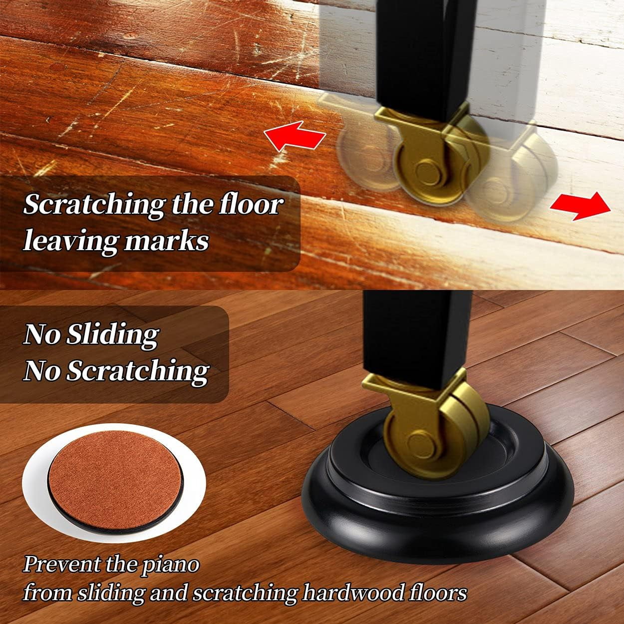 Piano Caster Cups Leg Floor Protectors Upright Piano Caster Cups Felt Bottom Leg Pads for Wood Floor Furniture …