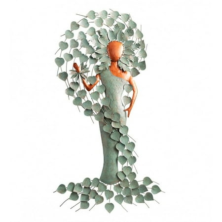 Wind & Weather Copper and Patina-Colored Metal Green Woman Wall Art