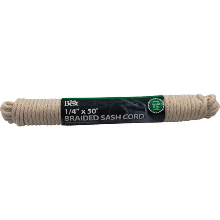 

2PK Do it Best 1-4 In. x 50 Ft. White Solid Braided Cotton Sash Cord 218892 218892 218892
