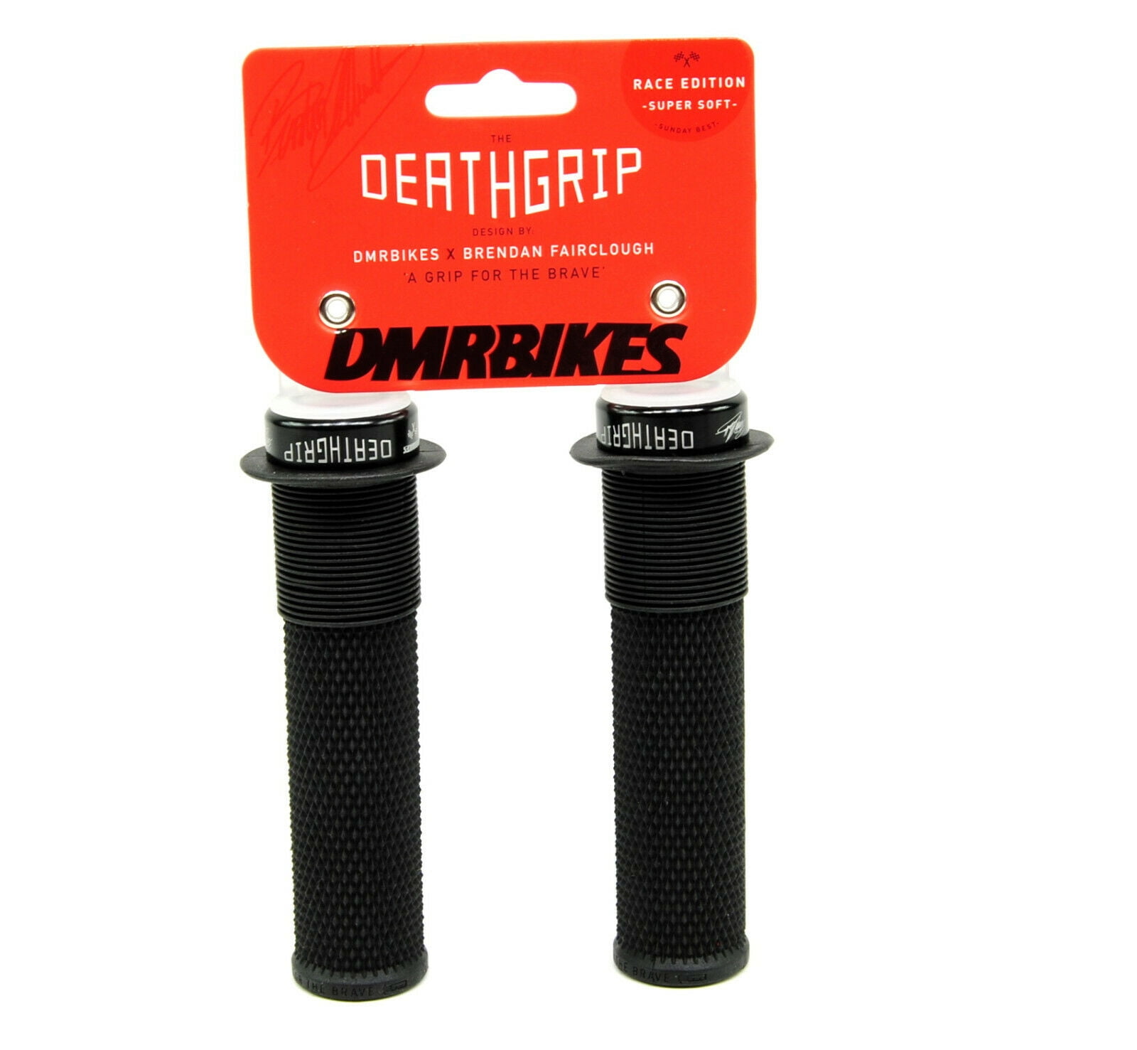 Black Thin DMR Brendog Flangeless DeathGrip Mountain Bike Grips