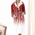 thumbnail image 2 of Kaemgyyd Plush Robes for Women Soft Warm Fleece Stripe Printing Bathrobe with Pockets Comfy Long Sleeve Midi Loungewear, 2 of 3