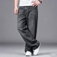 thumbnail image 6 of JTSRKL Mens Big & Tall Denim Bottoms Elastic Waist Button Pocket Classic Jeans Loose Relaxed Loose Fit Casual Versatile Trousers, 6 of 7