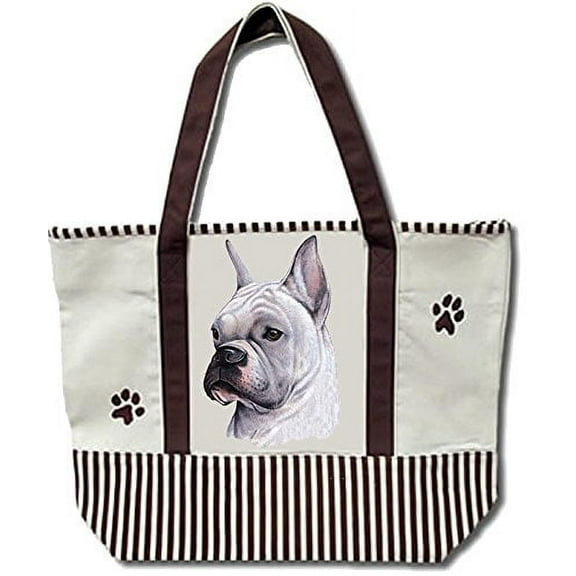 Boxer, White Pet Heavy Duty Canvas Shopping Tote