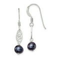 thumbnail image 1 of 925 Sterling Silver Black FW Cultured Pearl Filigree Dangle Earrings; for Adults and Teens; for Women and Men, 1 of 3