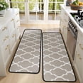 thumbnail image 4 of Kitchen Rugs Sets Of 2,Brown Geometric Quatrefoil Pattern Anti Fatigue Kitchen Mat Rugs Non Slip Washable,Decorative Kitchen Floor Mats for Kitchen,Sink,Laundry,17"x47"+17"x47", 4 of 5