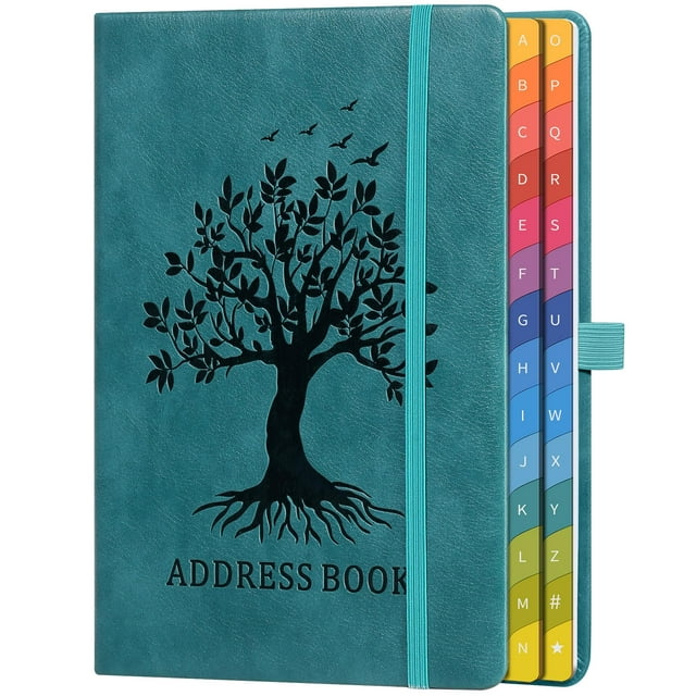 Libreta de direcciones ZXHQ con coloridas pestañas alfabéticas Seagreen