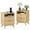 Oak 2pcs, variant on Nightstands with Charging Station, Modern Fluted 2 Drawers End Tables, Side Tables with Storage Shelf for Bedroom, Office