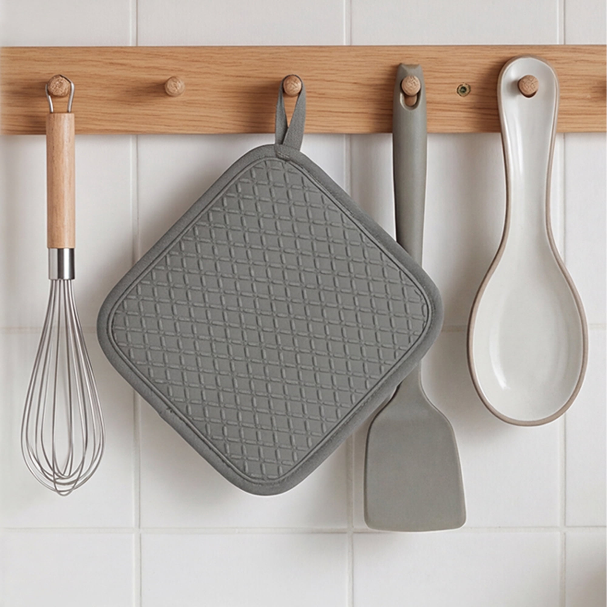 Unique Bargains Pot Holders Heat Resistant Non Slip Hot Pad for Cooking Gray 7.9" x 7.9"