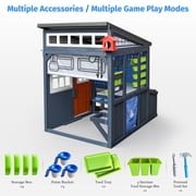 Wooden Play House for Kids , SHINPT Kids Outdoor Playhouse with Doorbell, Simulation Tool Kits, Kids Playhouse with Roller Shutter Door, Kids Outdoor Play Equipment for Lawn, Casa Para Niñas