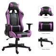 thumbnail image 2 of Gaming Chair Office Desk Chair Ergonomic Reclining Computer Chair Height Adjustable Swivel Recliner with Headrest Lumbar Support, Purple Black, 2 of 7