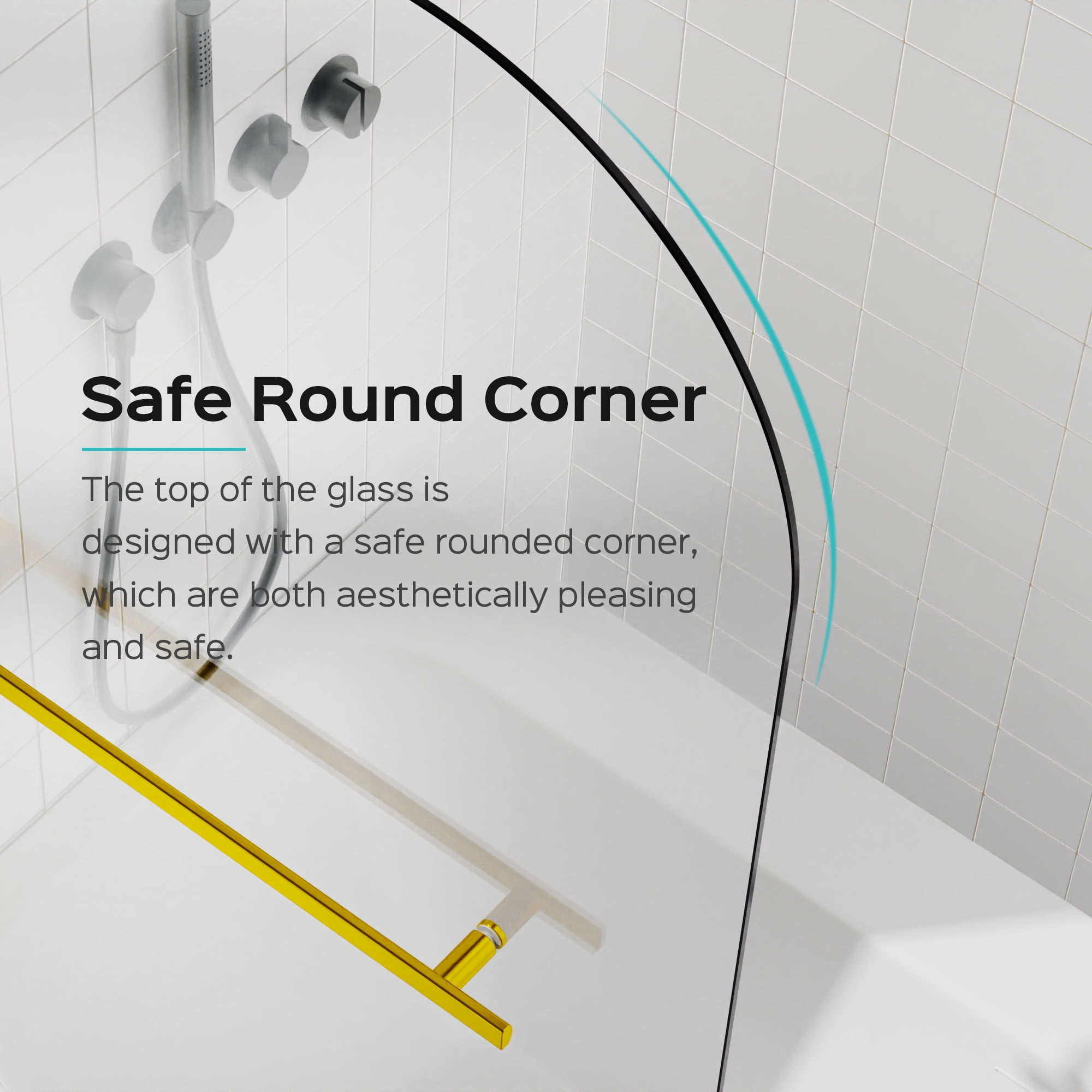 MAYEERTY 31*55" Frameless Pivot Shower Door for Bathtub, Tempered Glass, Brushed Gold, Space-Saving, Easy Install