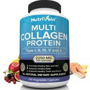 Nutrivein Multi Collagen Pills 2250mg - 180 Capsules - Healthy Joints, Hair, Skin, Nails