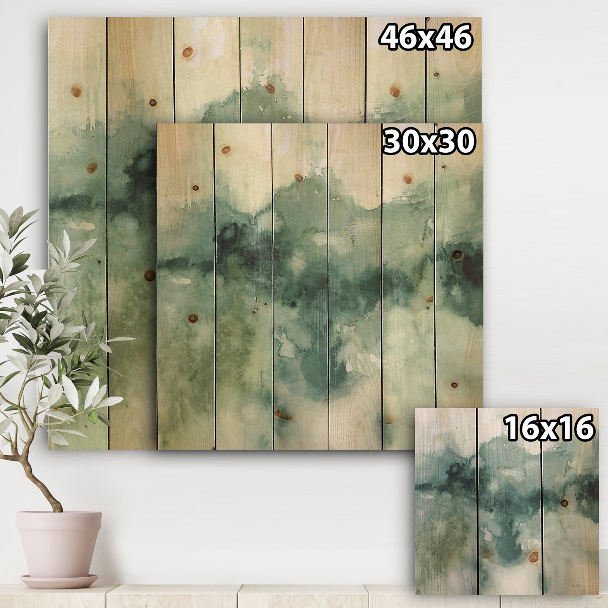 Designart 'Fractal Lost Into The Blue' Abstract Print on Natural Pine Wood
