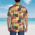 thumbnail image 6 of Xecao Cute Cartoon Cat print Hawaiian shirt - a stylish short-sleeve button-down for men, perfect for casual beach and tropical outings., 6 of 9
