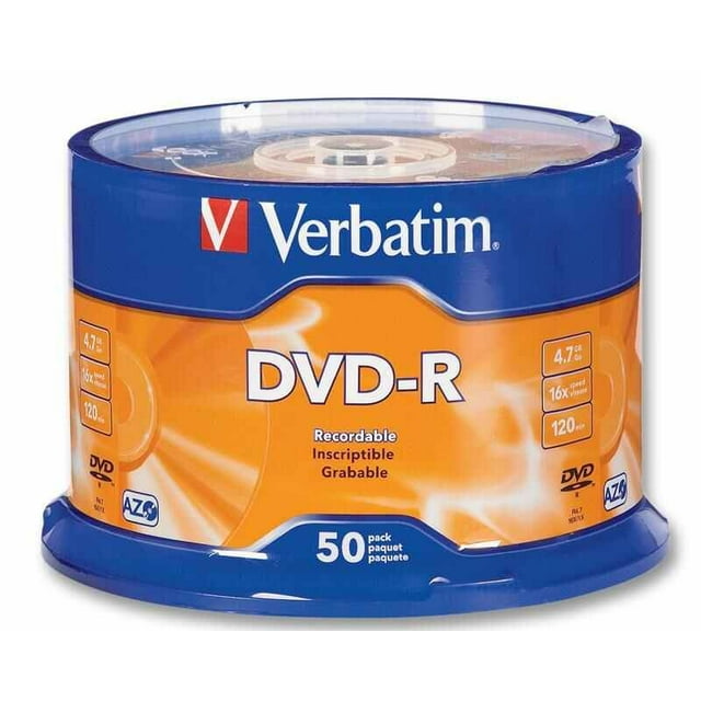 VERBATIM - 16x Speed DVD-R Matt Silver Blank DVDs - 50 Pack Spindle