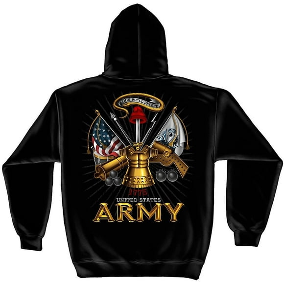 Army Hooded Sweat Shirt Army Antique Armor Black