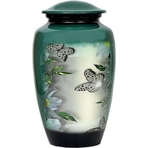 RUZIOON Lovely Butterfly Cremation Urn for Human Ashes - Adult Funeral Urn Handcrafted - Affordable Urn for Ashes (Adult (200 lbs)  10.5 x 6, Lovely Butterfly Cremation Urn)