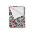 thumbnail image 2 of Retro Soft Flannel Fleece Throw Blanket, Colorful Boho Flowers Pattern Swirl Leaves Modern Floral Composition, Cozy Plush for Indoor and Outdoor Use, 50" x 70", Grey and Hot Pink, by Ambesonne, 2 of 6