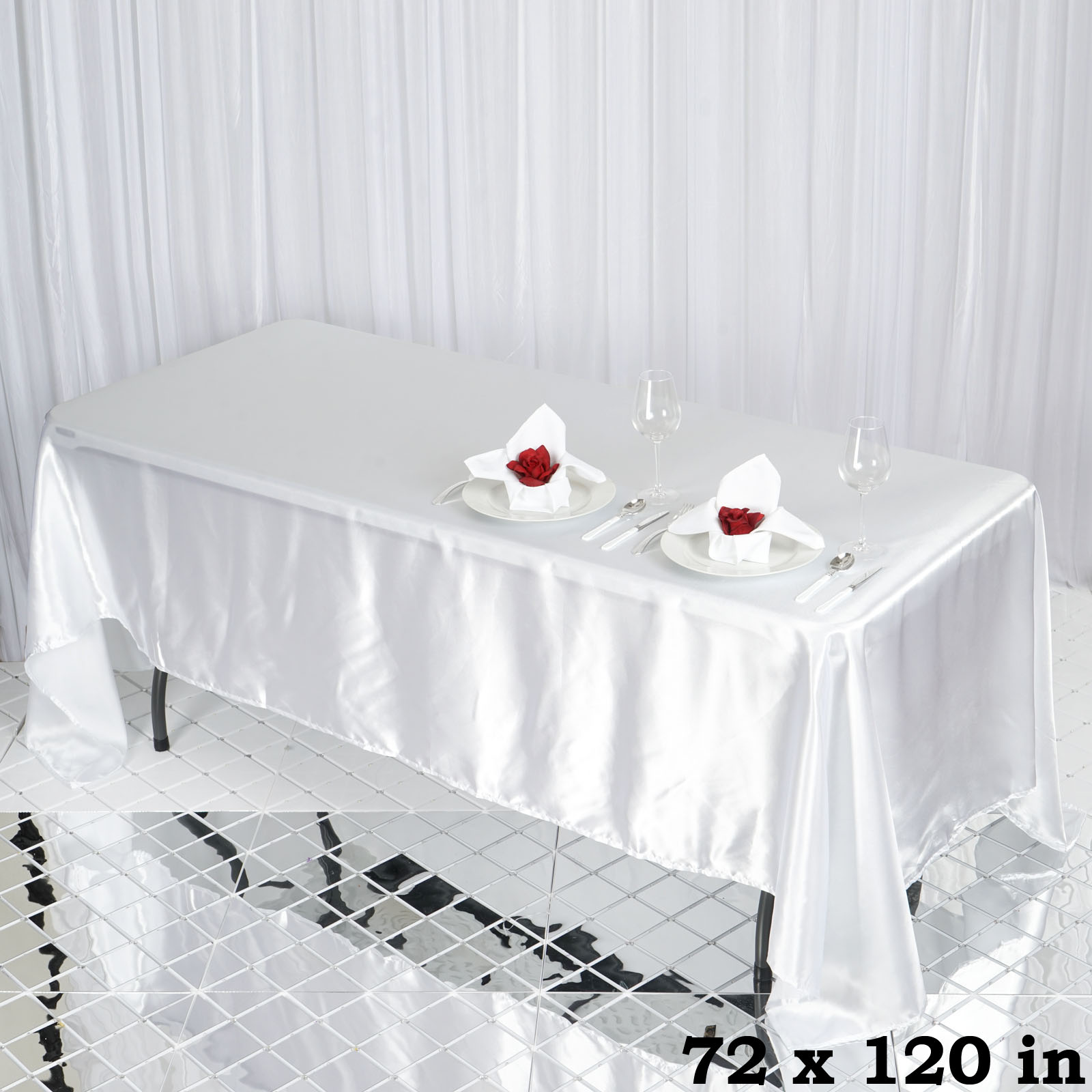 Efavormart 72x120" Rectangle Satin Tablecloth for Kitchen Dining Catering Wedding Birthday Party