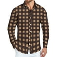 thumbnail image 2 of New Men's Long-Sleeved Plaid Shirt Spring Lapel Button Fashion Casual Comfortable Personality Breathable Handsome Male Loose Elastic Outwear Brown M, 2 of 5