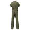 thumbnail image 4 of LISTHA Mens Casual Overalls,Short Sleeve Zip Up Coverall Basic Work Wear Casual Slim Fit Jumpsuit Construction Pants Army Green L, 4 of 5