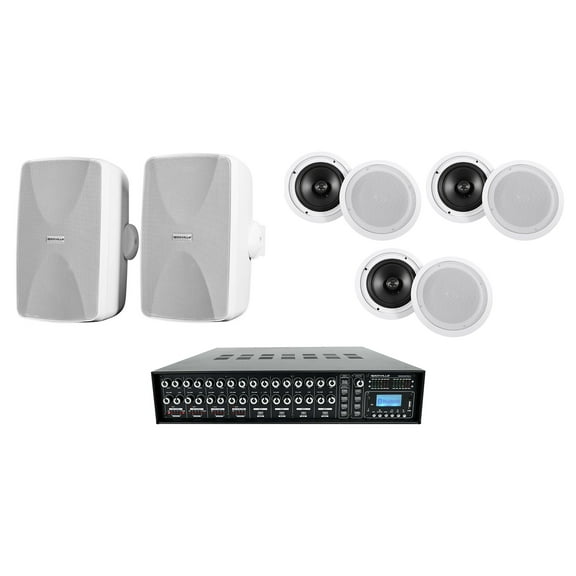 Rockville ROCK MATRIX Multi Room Home Receiver 6) Ceiling 2) White Wall Speakers
