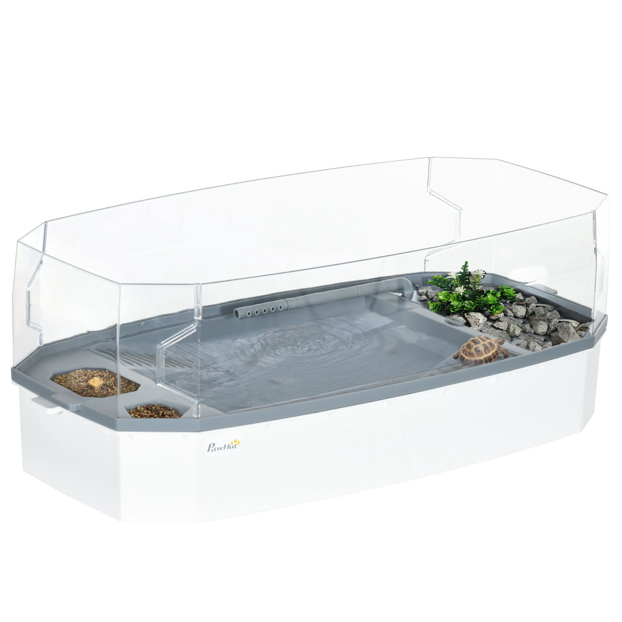 Turtle Tank with Basking Platform Submersible Pump and Filtration System for Easy Maintenance