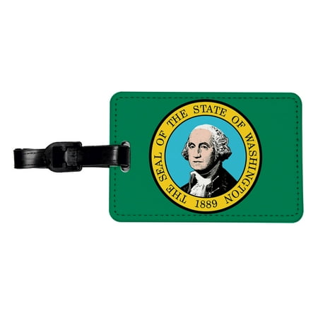 Washington WA State Flag Faux Leather Travel Luggage Tag