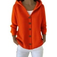 thumbnail image 3 of Women's Hooded Cardigan Button Front Knit Sweater Autumn Winter Casual Wear, 3 of 6
