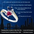 thumbnail image 2 of Gem Stone King 1.12 Cttw Blue Created Sapphire Red Created Ruby and Lab Grown Diamond 2 Heart Engagement Ring for Women | 925 Silver and 10K Yellow Gold | Available in Size 5, 6, 7, 8, 9 | Size 5, 2 of 6