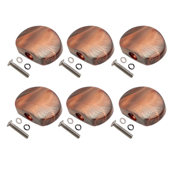 6 Pcs Coffee Semicircle Pegs Buttons Machine Heads Knobs with Screws for Acoustic Electric Guitars with Screws