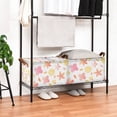 thumbnail image 3 of Yayeee Foldable Storage Basket for Shelves with Handles Waterproof Cloth Bins, White Floral Orange, 3 of 7