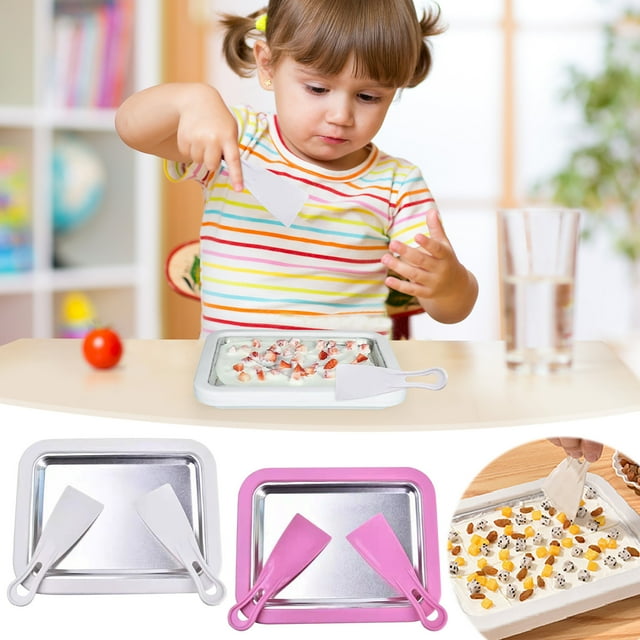 Xihbxyly Máquina para Hacer Helado Instantáneo, Máquina para Hacer Helado de Leche Casero, Acero Inoxidable de Grado Alimenticio, Kit Completo con 2 Espátulas, Helado Casero, Delicias de Verano, Fáci