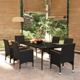 thumbnail image 1 of vidaXL 7 Piece Garden Dining Set with Cushions Black, 1 of 3
