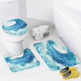 thumbnail image 4 of 4Pcs Minimalist Sea Art Wave Shower Curtain Set with Toilet Lid Cover Non-Slip Rugs for Bathroom, Contemporary Blue Ocean Nature Shower Curtain Bathroom Sets with Hooks, 72x72 Inch, 4 of 6