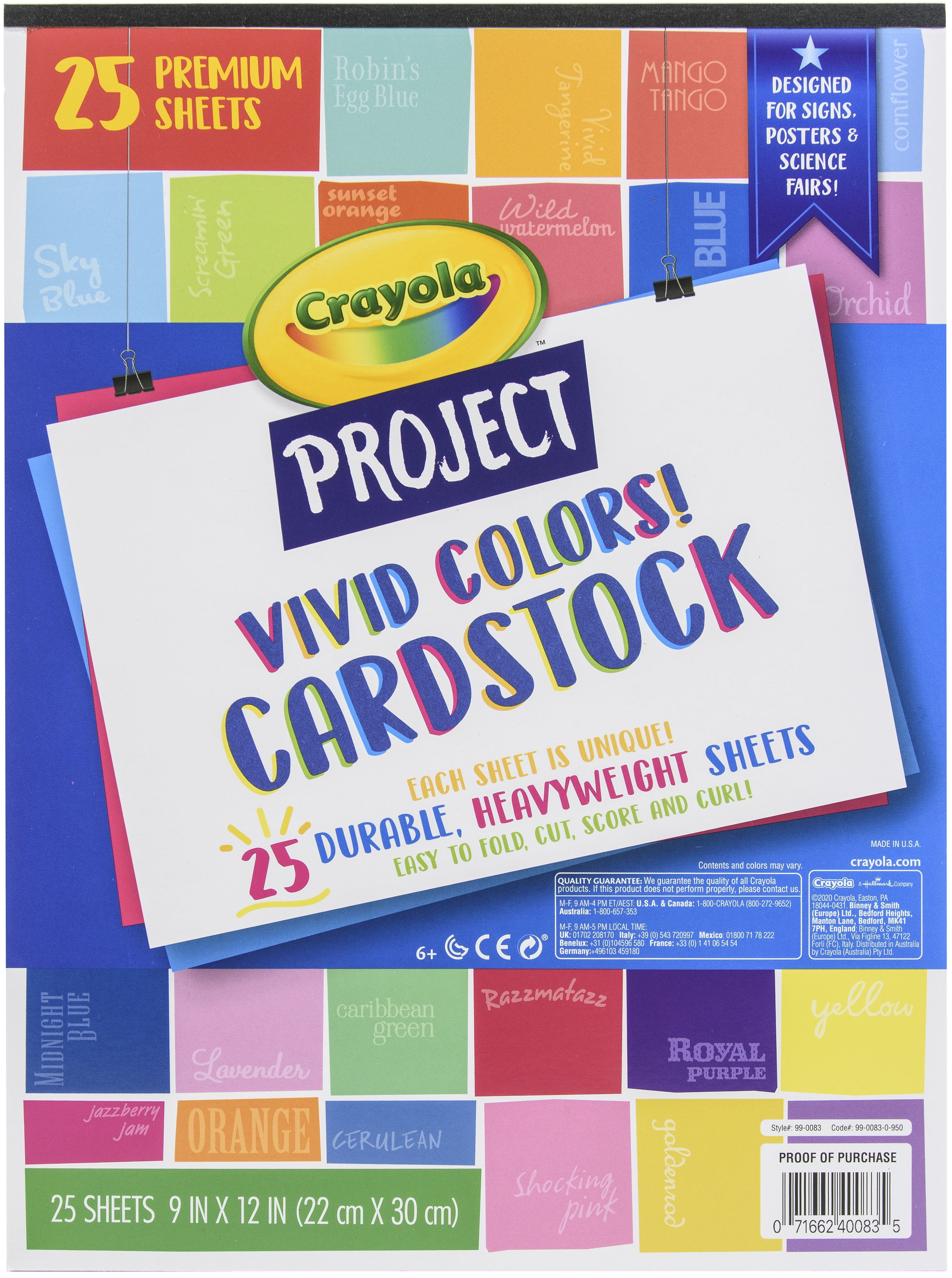 Crayola Project Cardstock Paper Pad 9"X12"25 Sheets Assorted Colors