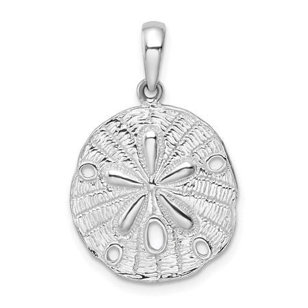 Diamond2Deal 925 Sterling Silver Polished and Textured Sand Dollar Pendant for Women (L- 1.1 in)