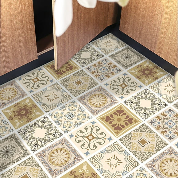 nipocaio 1 Piece Bathroom Tile Stickers Adhesive Tile Sticker Kitchen Tile Sheet Waterproof Mosaic Tile Wallpaper Moroccan Style Stair Stickers