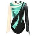 thumbnail image 3 of YONGHS Gymnastics Leotard For Women Gymnastics Long Sleeve Ballet Acrobatics Performance Bodysuit Blue Green L, 3 of 7