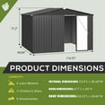 thumbnail image 3 of YODOLLA 10 x 8 ft. Outdoor Metal Storage Shed with Sliding Roof & Lockable Door in Dark Grey, 3 of 7