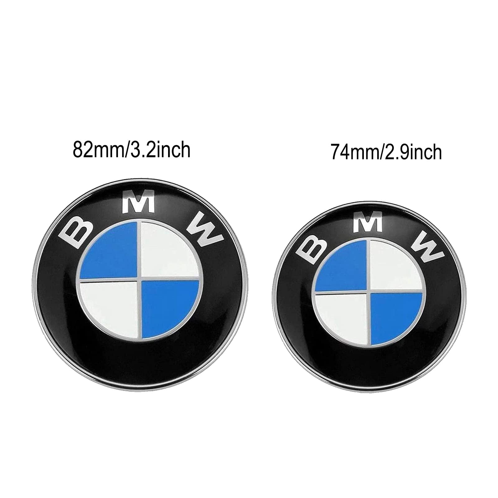 ESKey BMW Emblems Hood and Trunk,82mm+74mm BMW BLACK CARBON Emblem Replacement Suitable for ALL Models BMW E30 E36 E46 E34 E39 E60 E65 E38 X3 X5 X6 3 4 5 6 7 8 