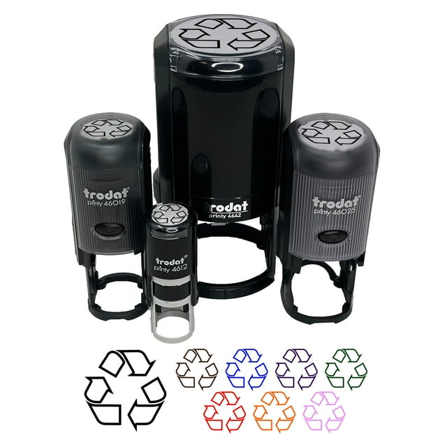 Recycle Symbol Outline Self-Inking Rubber Stamp Ink Stamper - Fuchsia Ink - Small 3/4 Inch