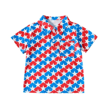 

Toddler Boys Girls Tops Short Sleeve Independence Day 4Th Of July Kids Tops T Shirt With Pocket