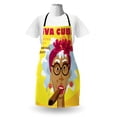 thumbnail image 3 of Cigar Apron, Cuban Woman Caricature with Floral Headdress and Earrings Viva Cuba Slogan Cartoon, Unisex Kitchen Bib with Adjustable Neck for Cooking Gardening, Adult Size, Multicolor, by Ambesonne, 3 of 4